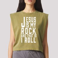 Jesus Is My Rock And Thats How I Roll Garment-Dyed Women's Muscle Tee