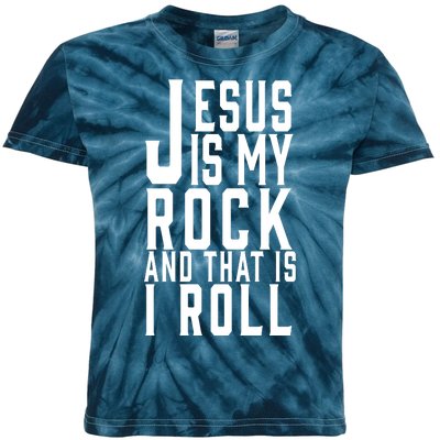 Jesus Is My Rock And Thats How I Roll Kids Tie-Dye T-Shirt