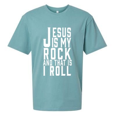 Jesus Is My Rock And Thats How I Roll Sueded Cloud Jersey T-Shirt