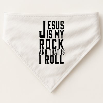 Jesus Is My Rock And Thats How I Roll USA-Made Doggie Bandana
