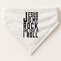 Jesus Is My Rock And Thats How I Roll USA-Made Doggie Bandana
