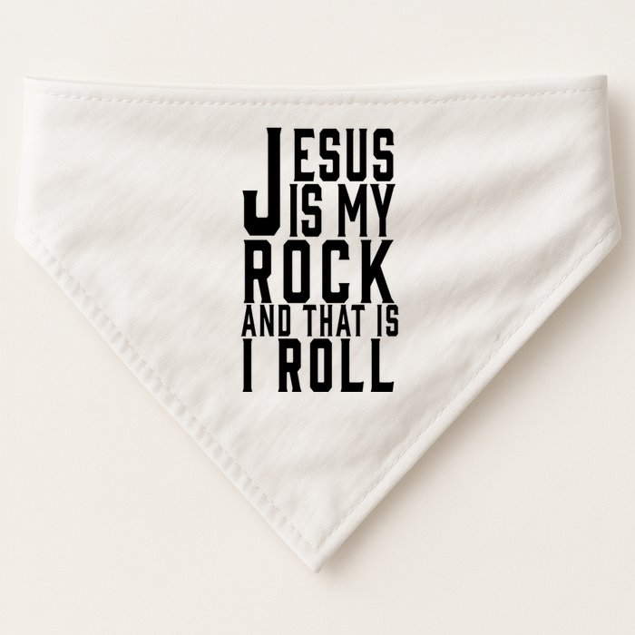 Jesus Is My Rock And Thats How I Roll USA-Made Doggie Bandana