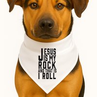 Jesus Is My Rock And Thats How I Roll USA-Made Doggie Bandana