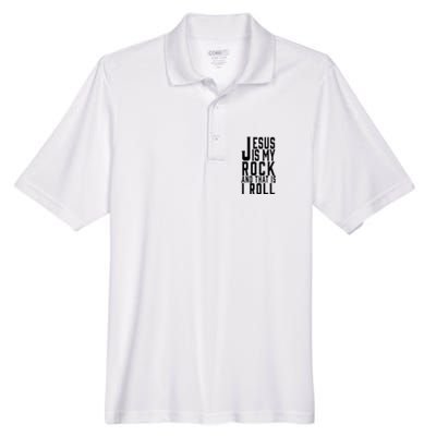 Jesus Is My Rock And Thats How I Roll Men's Origin Performance Pique Polo