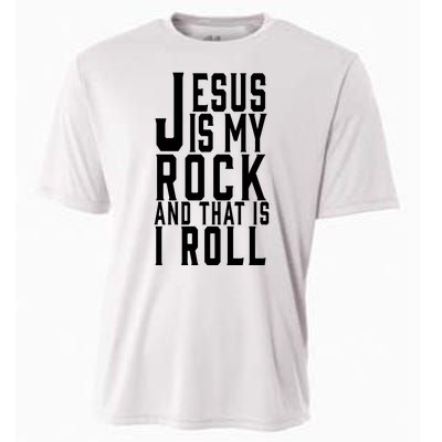 Jesus Is My Rock And Thats How I Roll Cooling Performance Crew T-Shirt