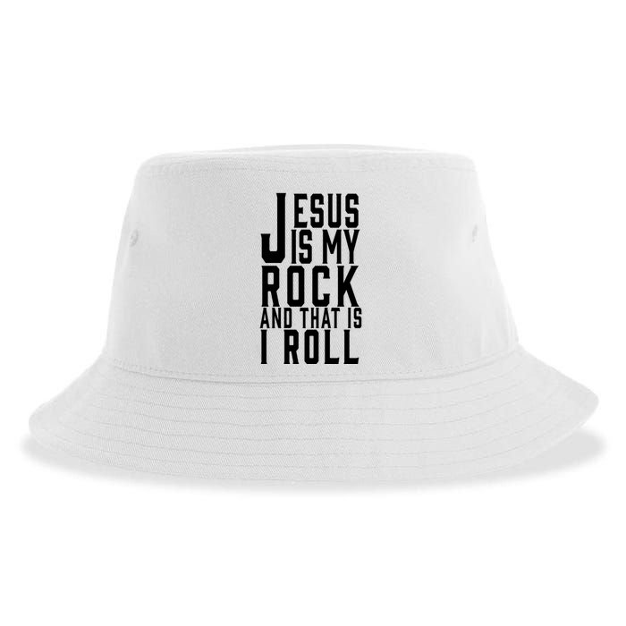 Jesus Is My Rock And Thats How I Roll Sustainable Bucket Hat