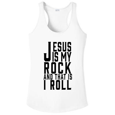 Jesus Is My Rock And Thats How I Roll Ladies PosiCharge Competitor Racerback Tank