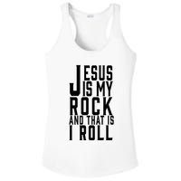 Jesus Is My Rock And Thats How I Roll Ladies PosiCharge Competitor Racerback Tank