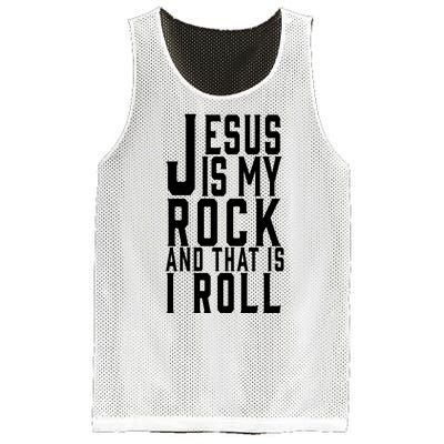 Jesus Is My Rock And Thats How I Roll Mesh Reversible Basketball Jersey Tank