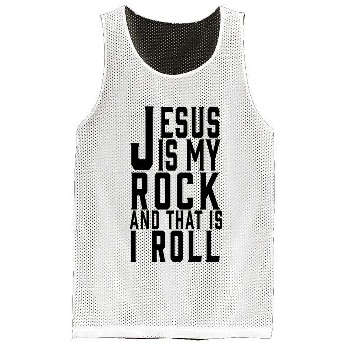Jesus Is My Rock And Thats How I Roll Mesh Reversible Basketball Jersey Tank