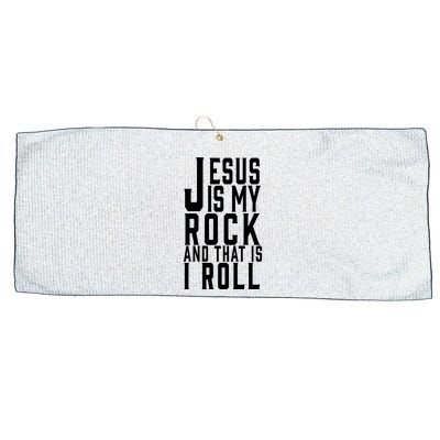 Jesus Is My Rock And Thats How I Roll Large Microfiber Waffle Golf Towel