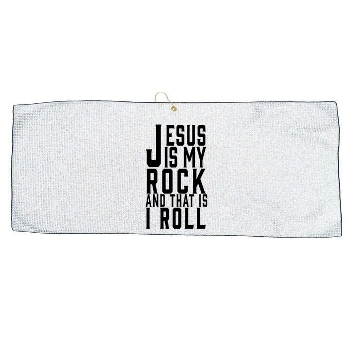 Jesus Is My Rock And Thats How I Roll Large Microfiber Waffle Golf Towel
