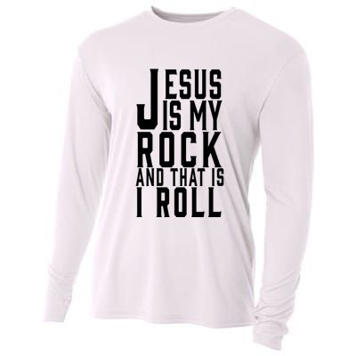 Jesus Is My Rock And Thats How I Roll Cooling Performance Long Sleeve Crew