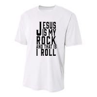 Jesus Is My Rock And Thats How I Roll Youth Performance Sprint T-Shirt