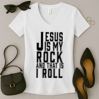 Jesus Is My Rock And Thats How I Roll Women's V-Neck T-Shirt