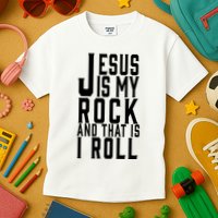 Jesus Is My Rock And Thats How I Roll Kids T-Shirt