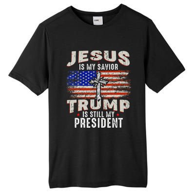 Jesus Is My Savior Trump Is Still My President Trump 2024 Tall Fusion ChromaSoft Performance T-Shirt