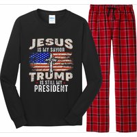 Jesus Is My Savior Trump Is Still My President Trump 2024 Long Sleeve Pajama Set