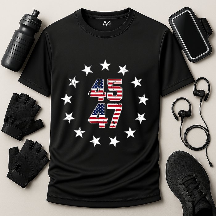 Jesus Is My Savior Trump Is My President American Flag Cooling Performance Crew T-Shirt