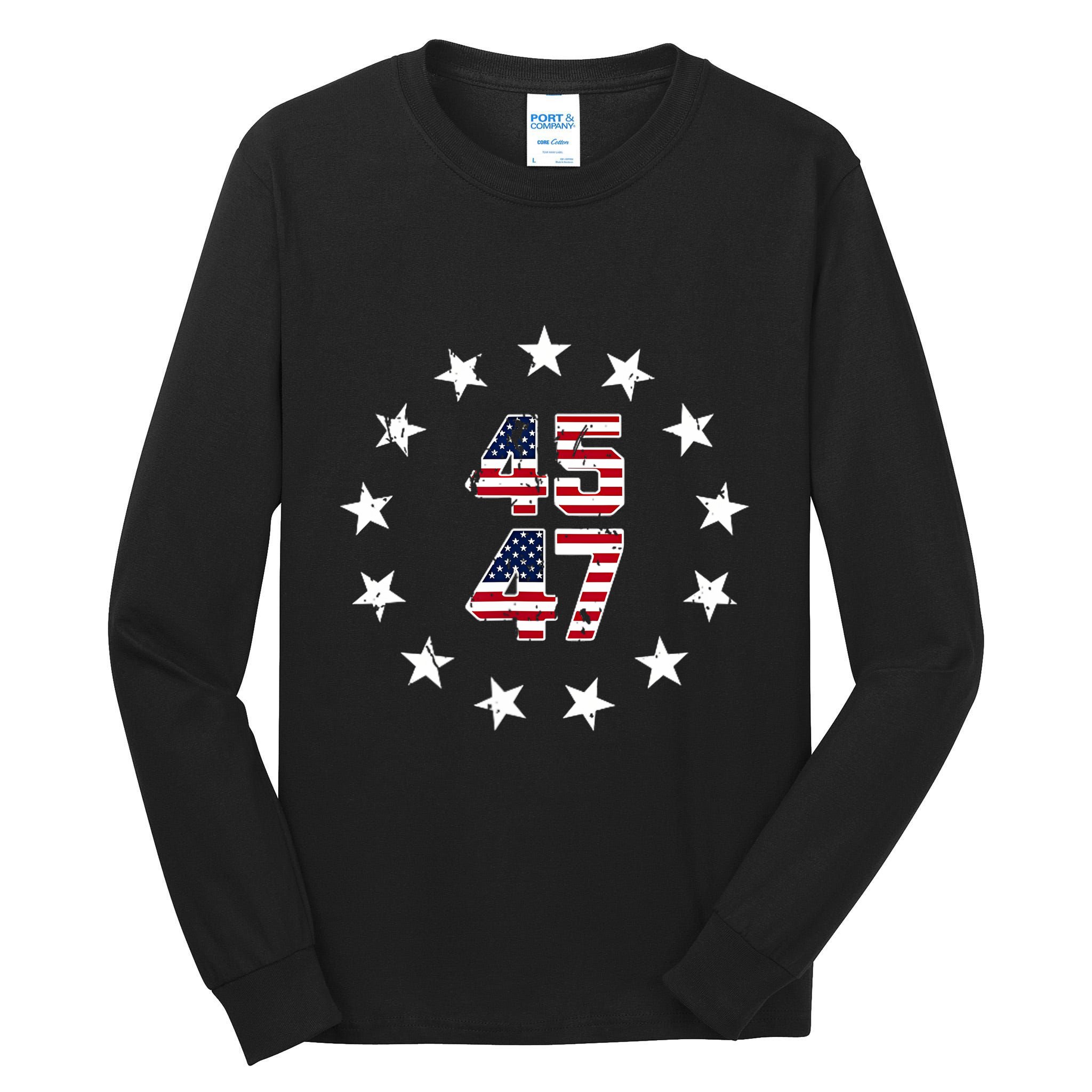 Jesus Is My Savior Trump Is My President American Flag Tall Long Sleeve T-Shirt