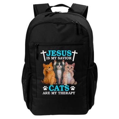 Jesus Is My Savior Cats Are My Therapy Christian Funny Cat Backpack