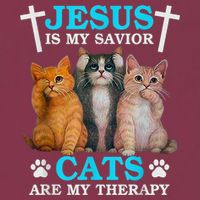 Jesus Is My Savior Cats Are My Therapy Christian Funny Cat 16oz Travel Tumbler