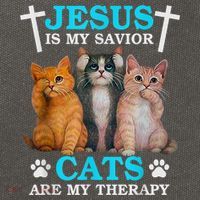 Jesus Is My Savior Cats Are My Therapy Christian Funny Cat Cotton Canvas Backpack