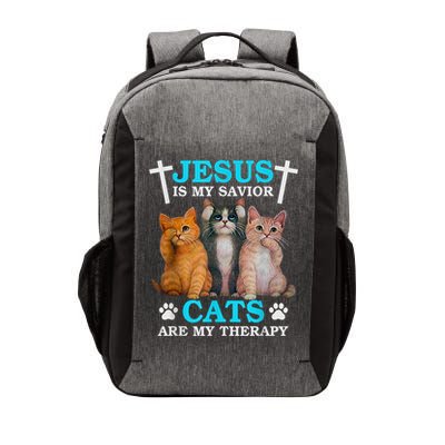 Jesus Is My Savior Cats Are My Therapy Christian Funny Cat Vector Backpack