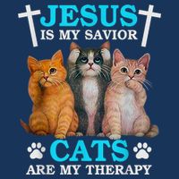 Jesus Is My Savior Cats Are My Therapy Christian Funny Cat Infant Baby Jersey Bodysuit