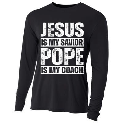 Jesus Is My Savior Pope Is My Coach Christian Cooling Performance Long Sleeve Crew