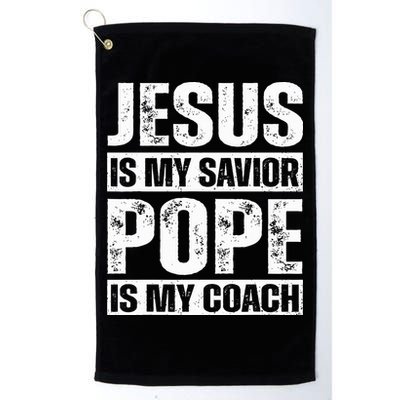 Jesus Is My Savior Pope Is My Coach Christian Golf Towel