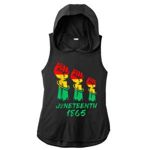 Juneteenth Is My Independence Day Black  Pride Ladies PosiCharge Tri-Blend Wicking Draft Hoodie Tank