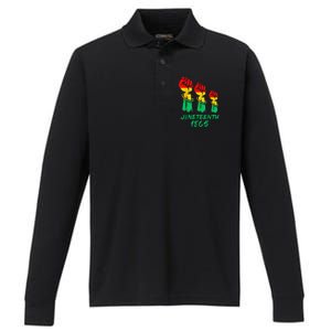 Juneteenth Is My Independence Day Black  Pride Performance Long Sleeve Polo