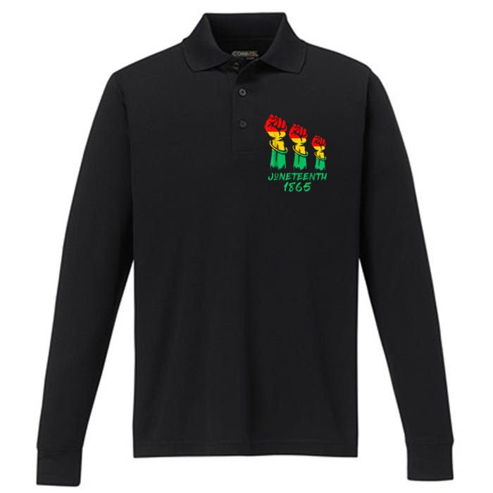 Juneteenth Is My Independence Day Black  Pride Performance Long Sleeve Polo