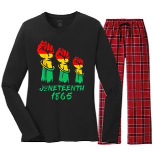 Juneteenth Is My Independence Day Black  Pride Women's Long Sleeve Flannel Pajama Set 