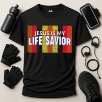 Jesus Is My Life Savior Green Cooling Performance Crew T-Shirt