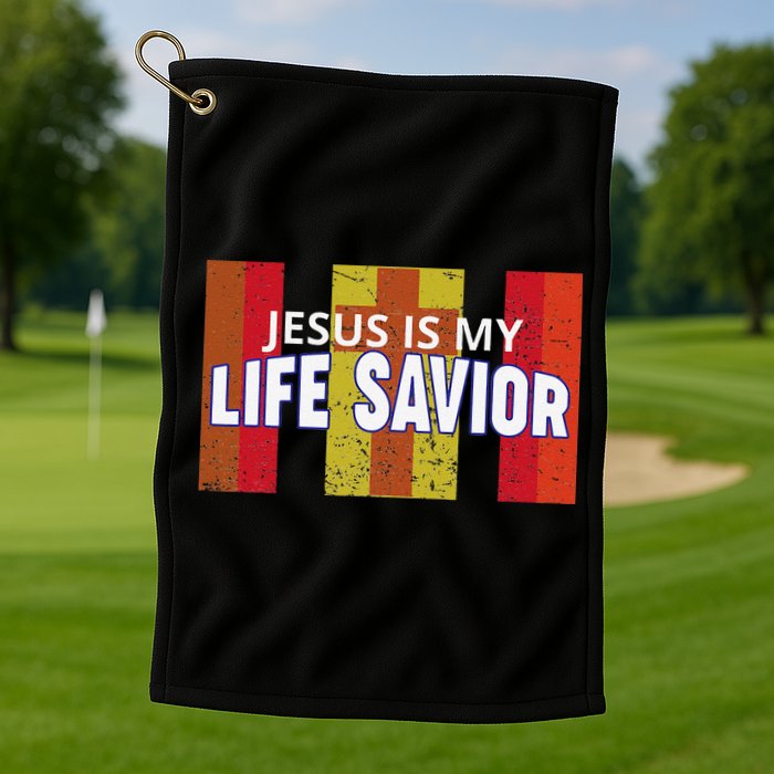 Jesus Is My Life Savior Green Golf Towel
