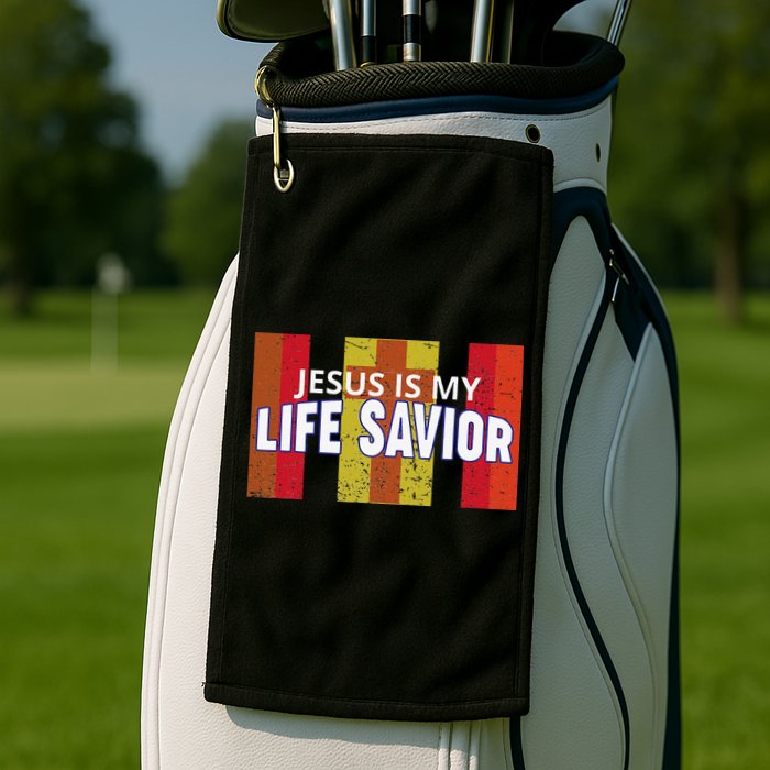 Jesus Is My Life Savior Green Golf Towel