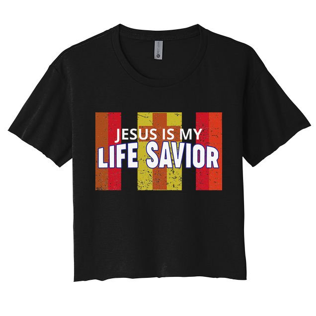 Jesus Is My Life Savior Green Crop Top
