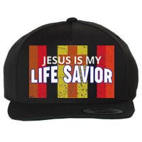 Jesus Is My Life Savior Green Wool Snapback Cap