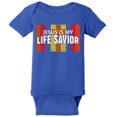 Jesus Is My Life Savior Green Baby Bodysuit