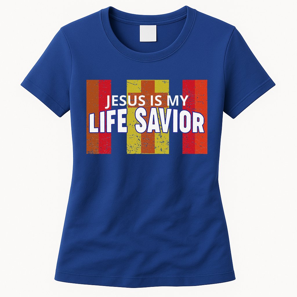 Jesus Is My Life Savior Green Womens T-Shirt
