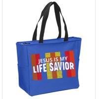 Jesus Is My Life Savior Green Zip Tote Bag