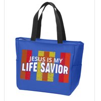 Jesus Is My Life Savior Green Zip Tote Bag