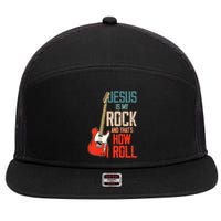 Jesus Is My Rock And That Is How I Roll Christian 7 Panel Mesh Trucker Snapback Hat