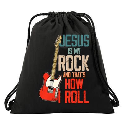 Jesus Is My Rock And That Is How I Roll Christian Drawstring Bag