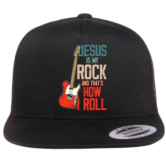 Jesus Is My Rock And That Is How I Roll Christian Flat Bill Trucker Hat