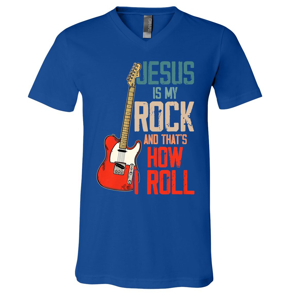 Jesus Is My Rock And That Is How I Roll Christian V-Neck T-Shirt