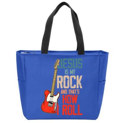 Jesus Is My Rock And That Is How I Roll Christian Zip Tote Bag