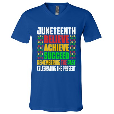 Junenth Is My Independence Day Believe Achieve Succeed Cool Gift V-Neck T-Shirt